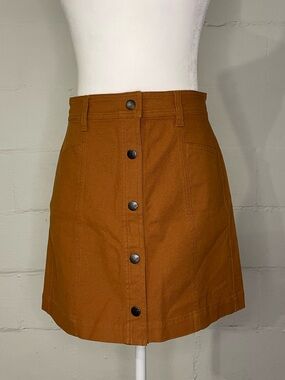 Madewell Snap-Front Mini Skirt in Rust Brown